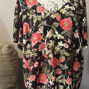 LC Lauren Conrad Black Floral Blouse